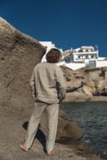 Vyriški laisvalaikio lininiai marškiniai užraitytomis ilgomis rankovėmis, natūralaus lino spalvos - Image 4